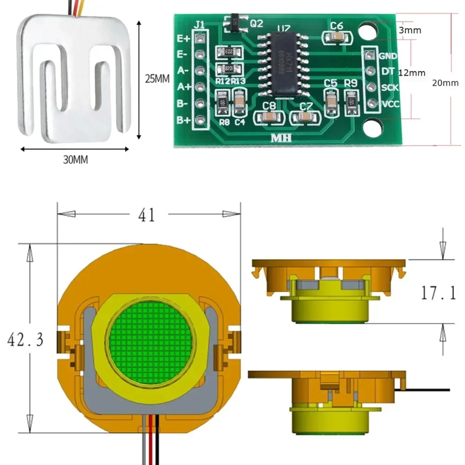Sensor Kit Arduino - DIYmall 50KG Yük Hücresi Ağırlık Sensörü,